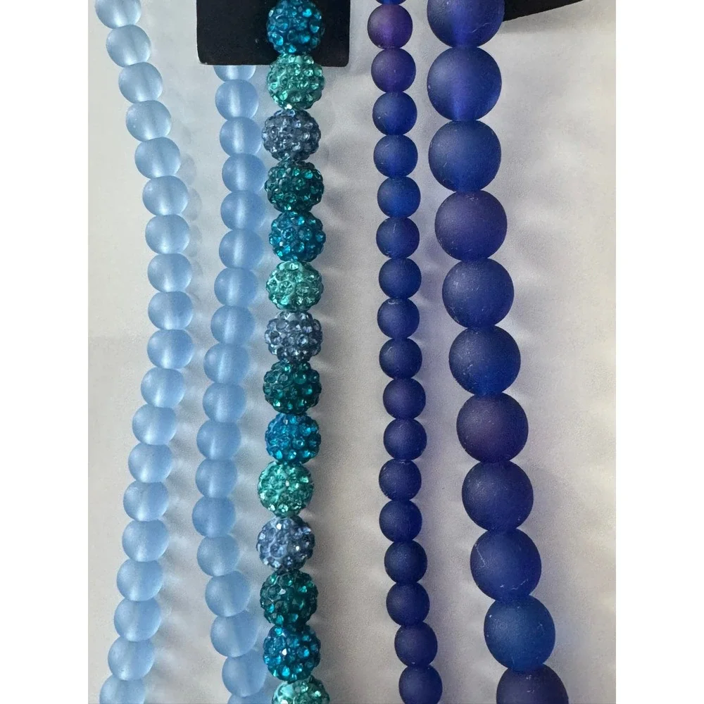 Color Gallery Bead Treasures Blue Teal Rhinestone‎ Frosted Acrylic Bead Strands